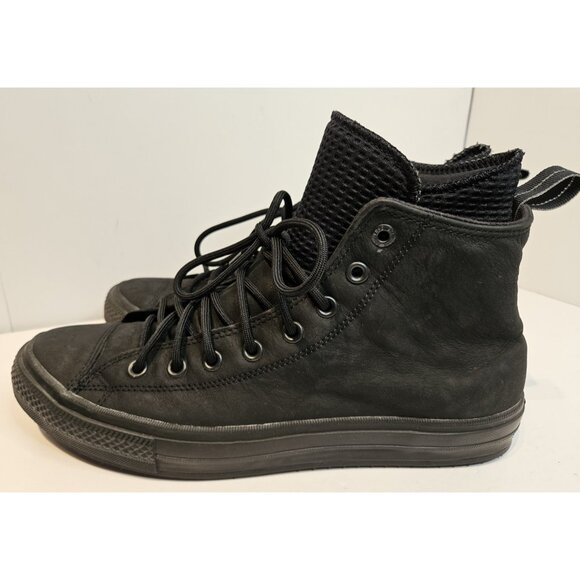Size 11 - Converse Chuck Taylor All Star Waterproof High Top Leather All Black - Picture 4 of 12